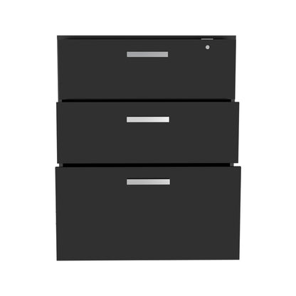 Black 3-Drawer Storage Cabinet - Modern Style for Living Room
