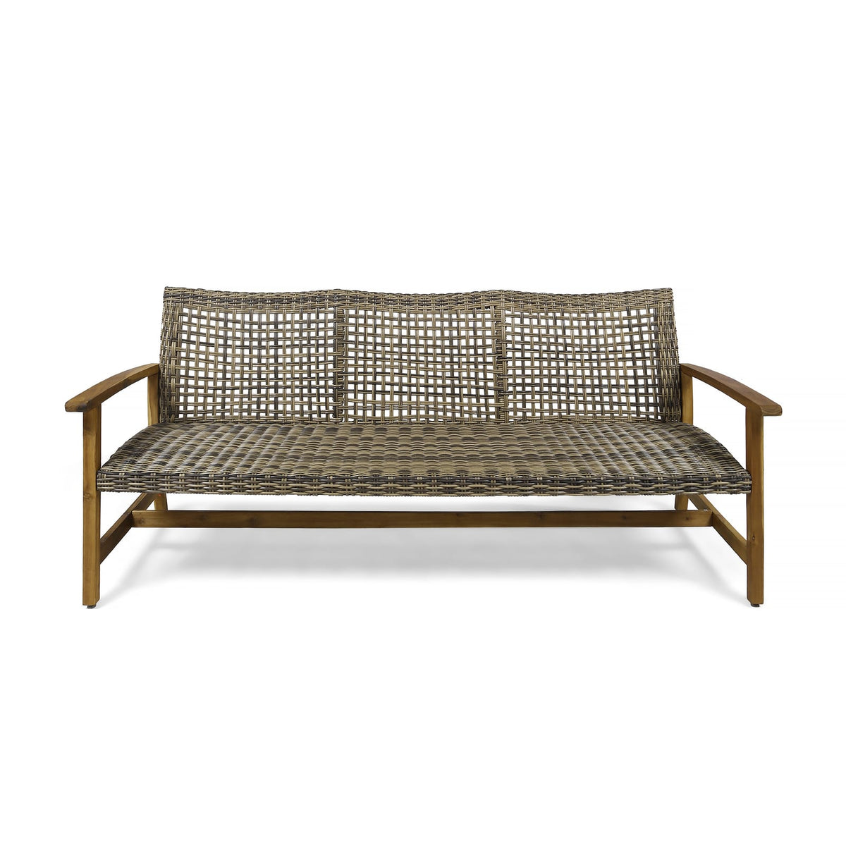 Natural Grey Acacia Wood 3-Person Patio Sofa