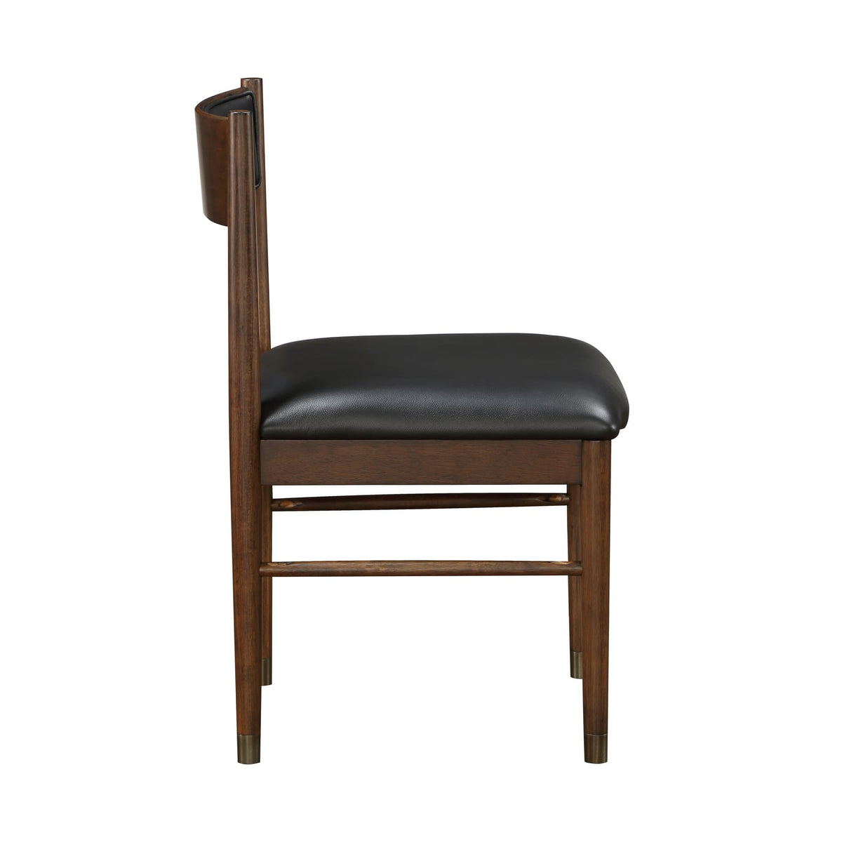 Cherry Wood Dining Chairs Set of 2 - Leather Upholstered