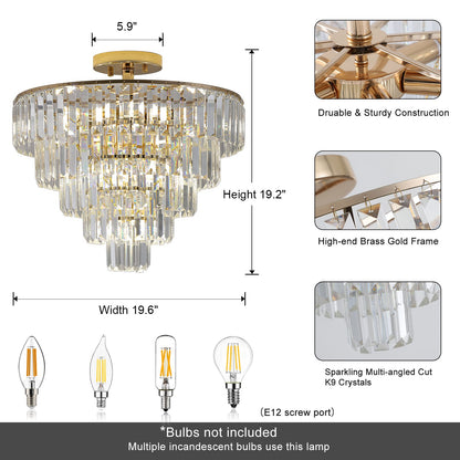 Gold Crystal Chandelier - Living Room Lighting