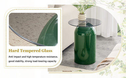 Round Glass Coffee Table - Green Tempered Top