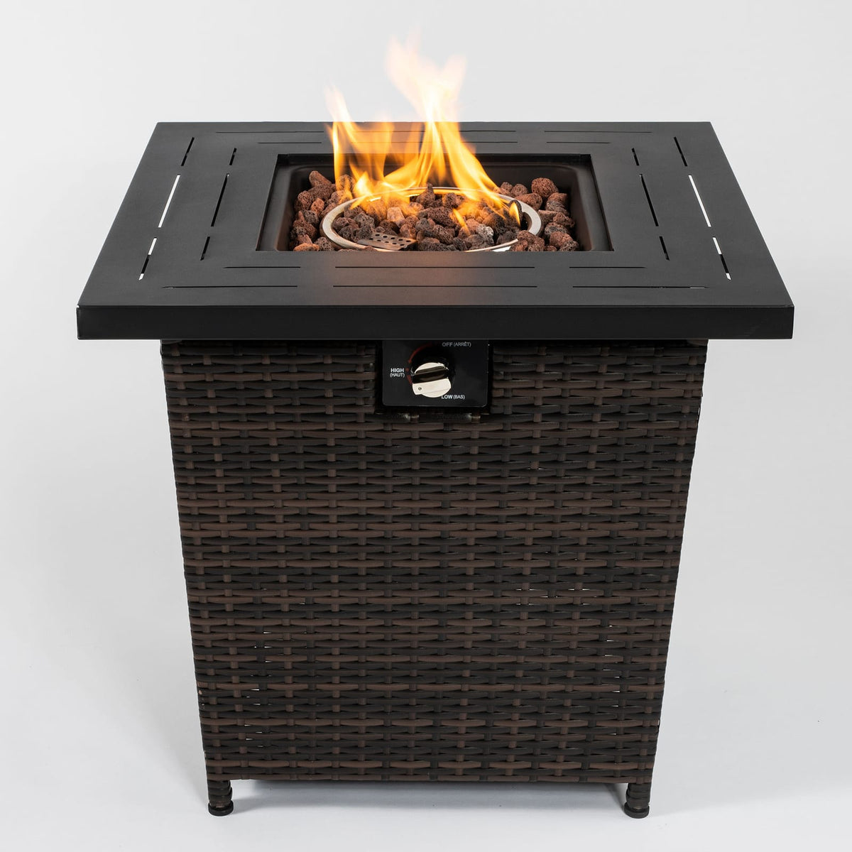 28 Inch Rattan Propane Fire Pit Table - Garden Heating