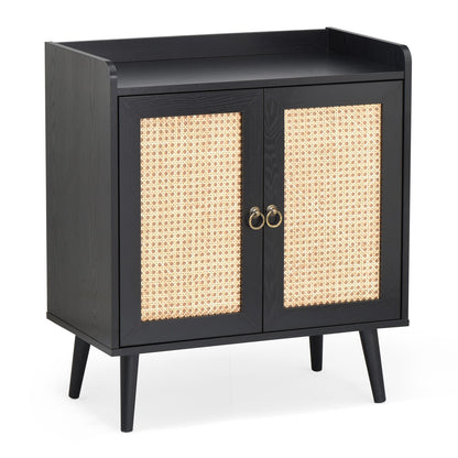 Rattan Buffet Cabinet - Black Sideboard Storage