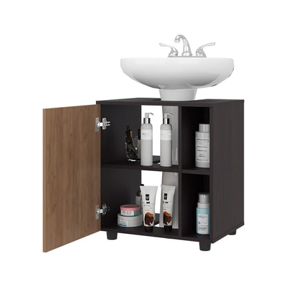 Multi-Colored Bathroom Vanity with Storage Shelves