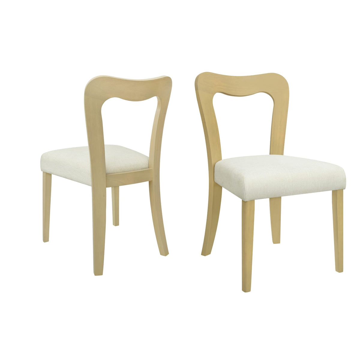 Beige Natural Ash Dining Chairs Set of 2