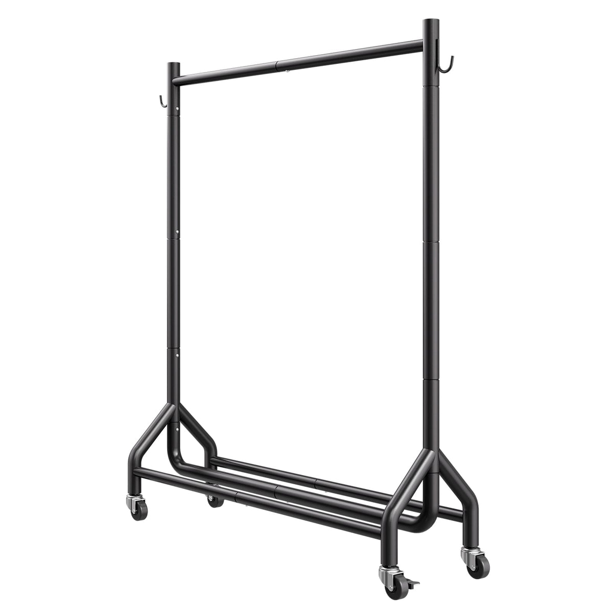 Rolling Clothes Rack - Black Carbon Steel, 198 lb Capacity for Living Room