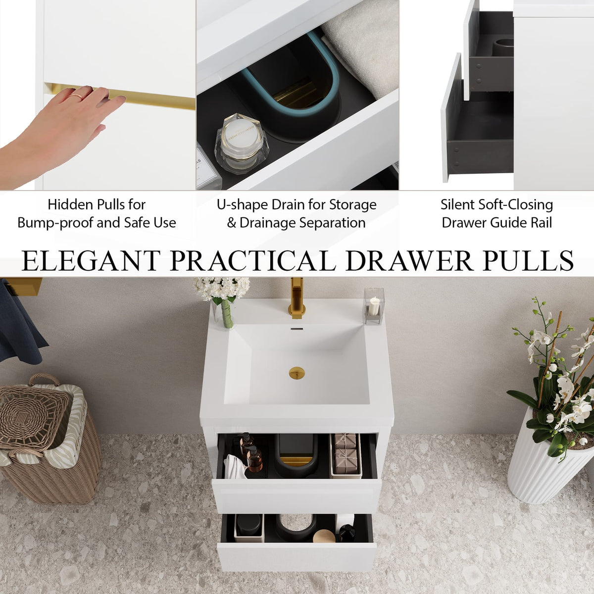 Glossy White Bathroom Vanity - Storage & Sink Unit