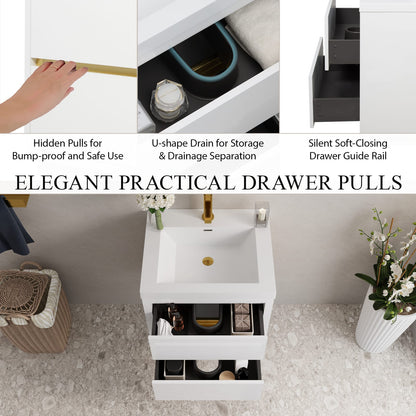 Glossy White Bathroom Vanity - Storage & Sink Unit