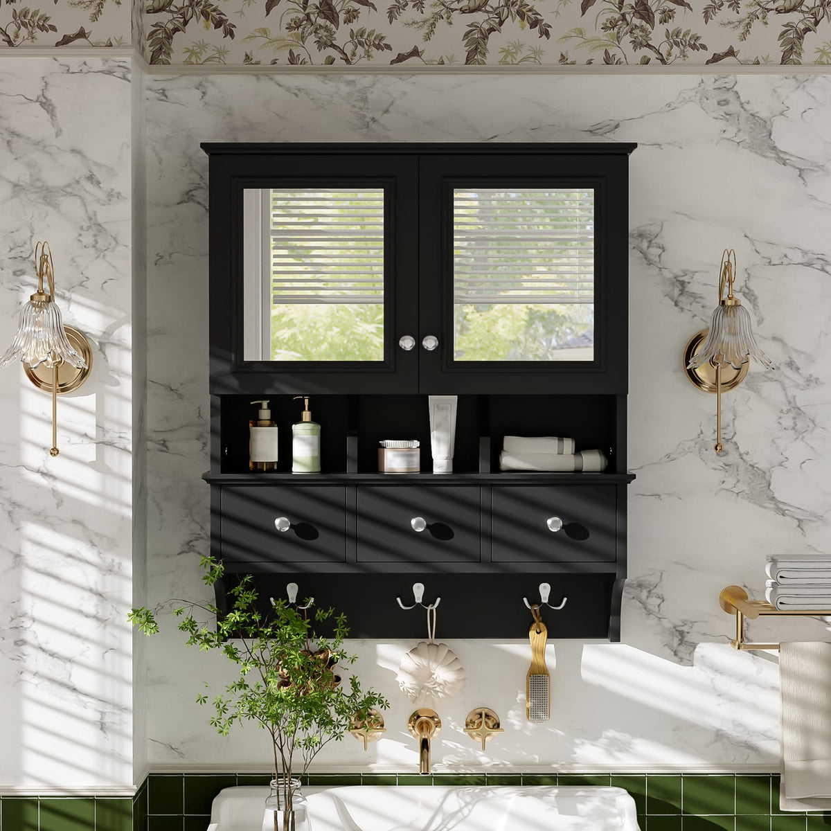4-in-1 Bathroom Mirror Cabinet - Wall Mounted Storage