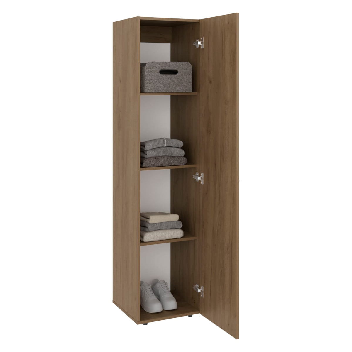 Tall Linen Cabinet - Natural Wood Storage for Bedrooms & Bathrooms