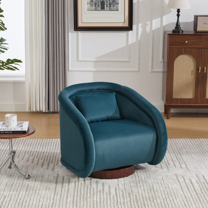 Teal Swivel Accent Chair - 360 Degree Comfort, Rubberwood Frame