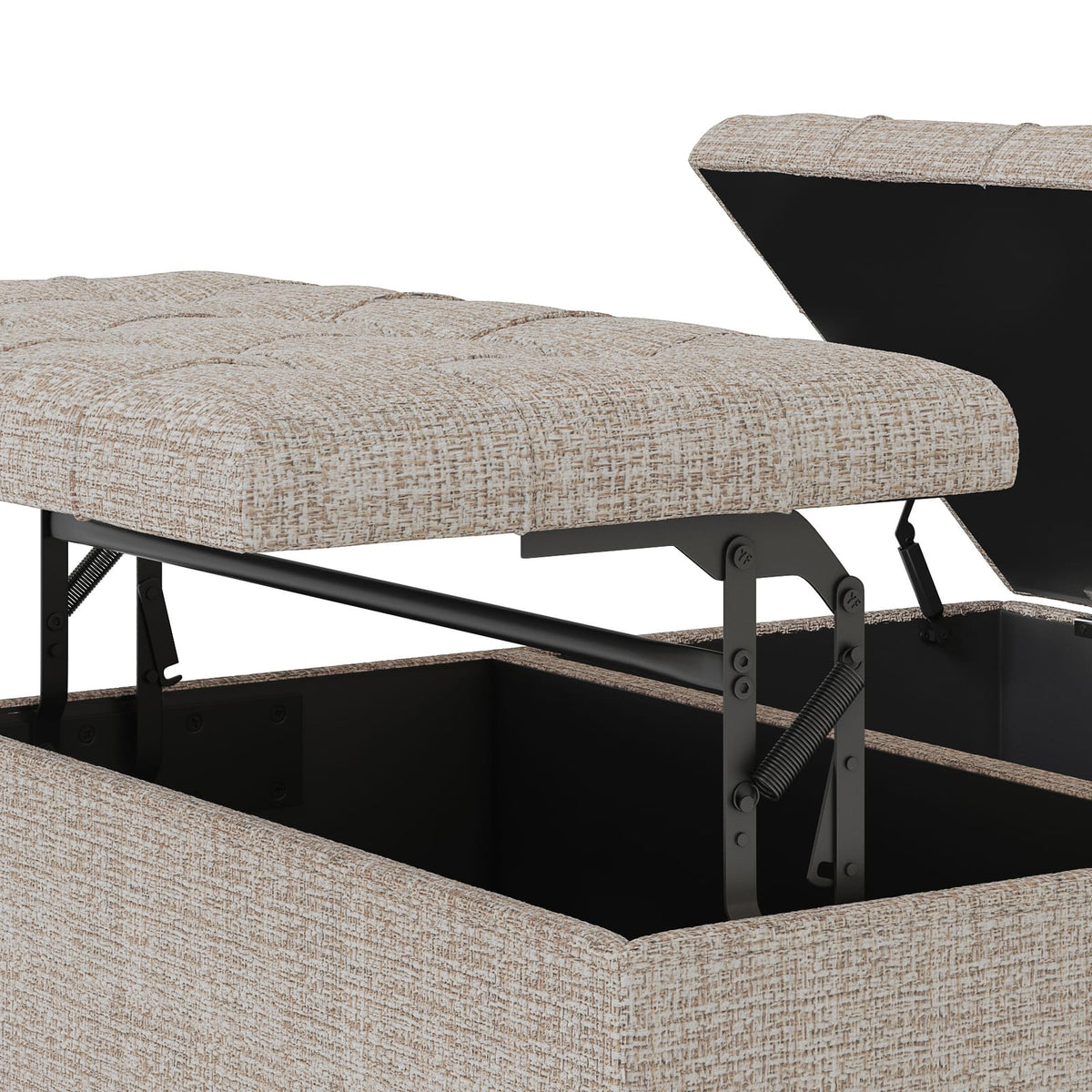 36 Inch Silver Fabric Storage Ottoman Table