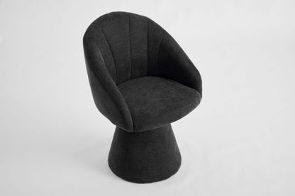 Gray Chenille Swivel Accent Armchair - Comfy Vanity Chair for Living Room