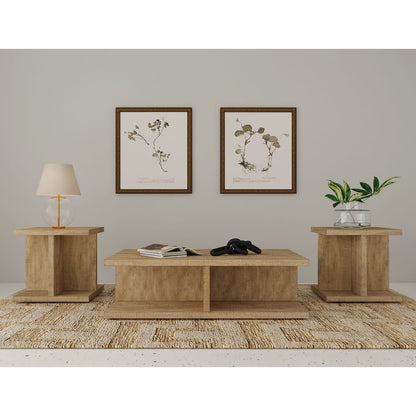 Mango Color 3-Piece Coffee & End Table Set for Living Room