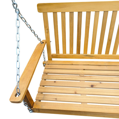 Teak Wood Front Porch Swing - Outdoor Patio Bench