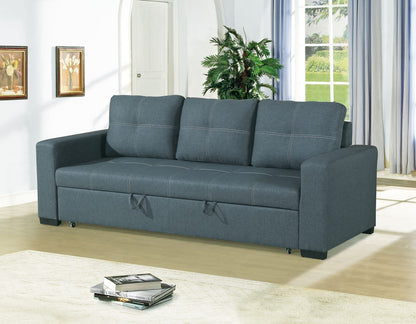 Convertible Sofa - Blue Grey Fabric, 85" Pull-out Bed for Living Room