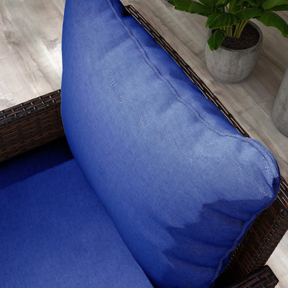 Blue Fabric Patio Chair Cushions - Set of Four