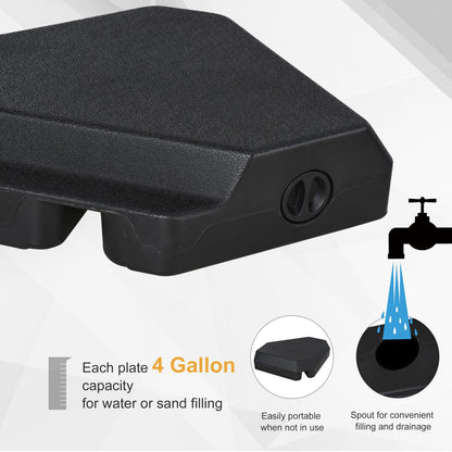 Outsunny 4-Piece Patio Umbrella Base - Steel & Sand/Water Filled, Black