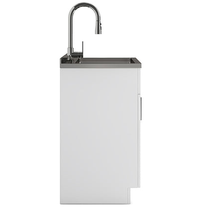 Modern Wide Shaker Laundry Cabinet - 28" White with Stainless Sink