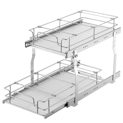 Durable Silver Iron Under Sink Cabinet Organizer Shelf for Storage