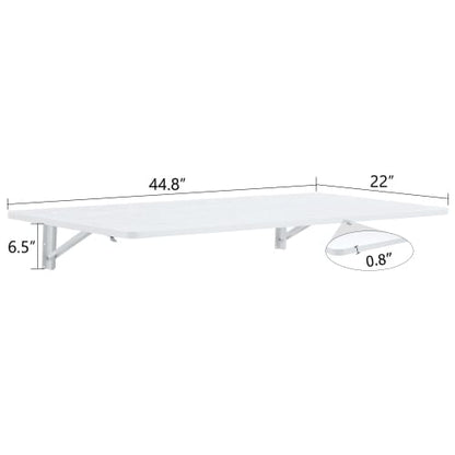 45 Inch White Folding Table - MDF Space Saving Desk for Living Room