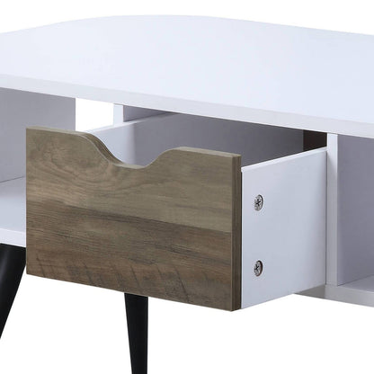 Contemporary White Black Wood Metal Coffee Table with Drawer Storage for Living Room