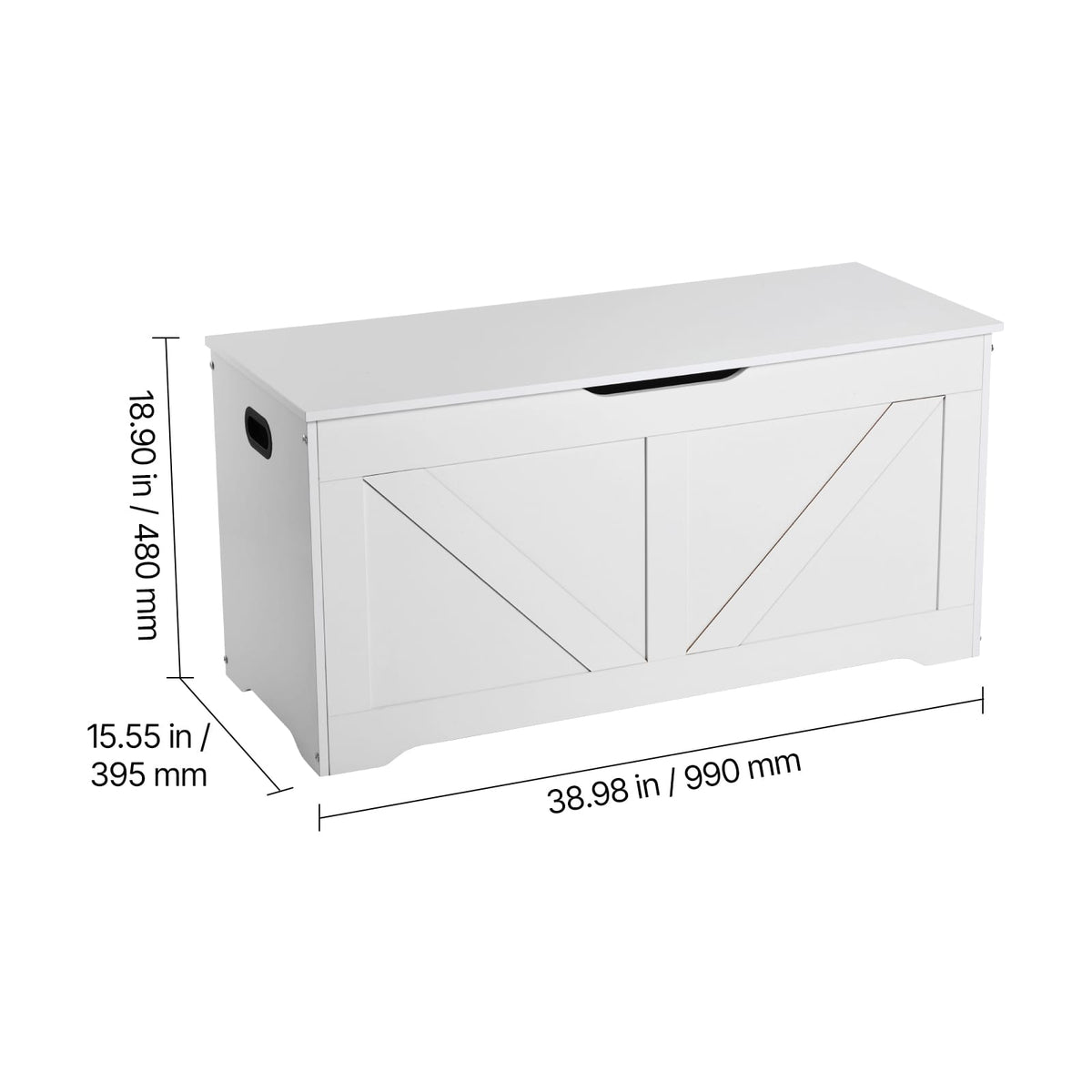 White Kids Storage Bench - Large Toy Box Chest