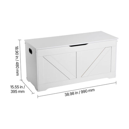 White Kids Storage Bench - Large Toy Box Chest