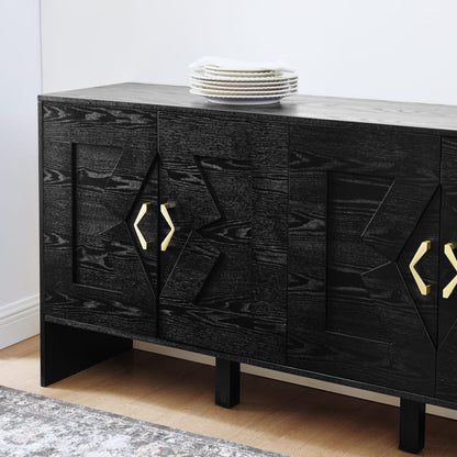 Black MDF Sideboard Buffet Cabinet - 60" Storage
