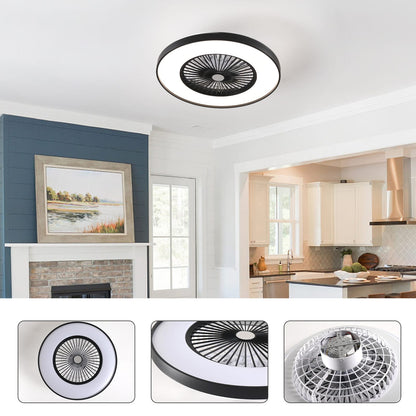 Black ABS Bedroom Fan Light - 23.6" Remote Control