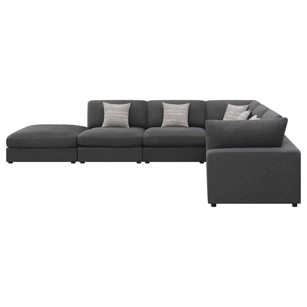 Rhette Charcoal 6-Piece Upholstered Sectional - Comfortable Living Room Seating