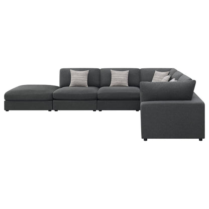 Rhette Charcoal 6-Piece Upholstered Sectional - Comfortable Living Room Seating