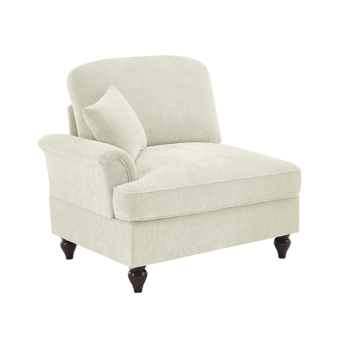 Beige White Chenille Sofa - 1 Seat Sectional