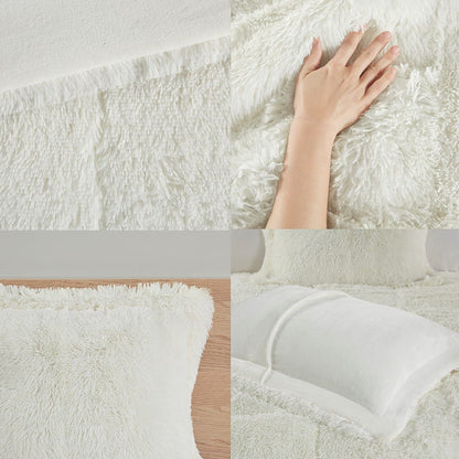 Twin/Twin XL Shaggy Ivory Comforter Set - Cozy Comfort
