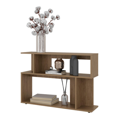 Oak Particle Board Open Design Shelf Table for Living Room Storage