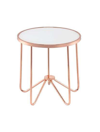 Rose Gold Glass End Table - 22 Inch Round for Living Room