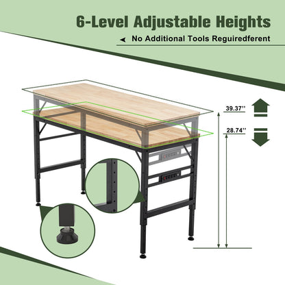 60" Adjustable Height Workbench with Power Outlets