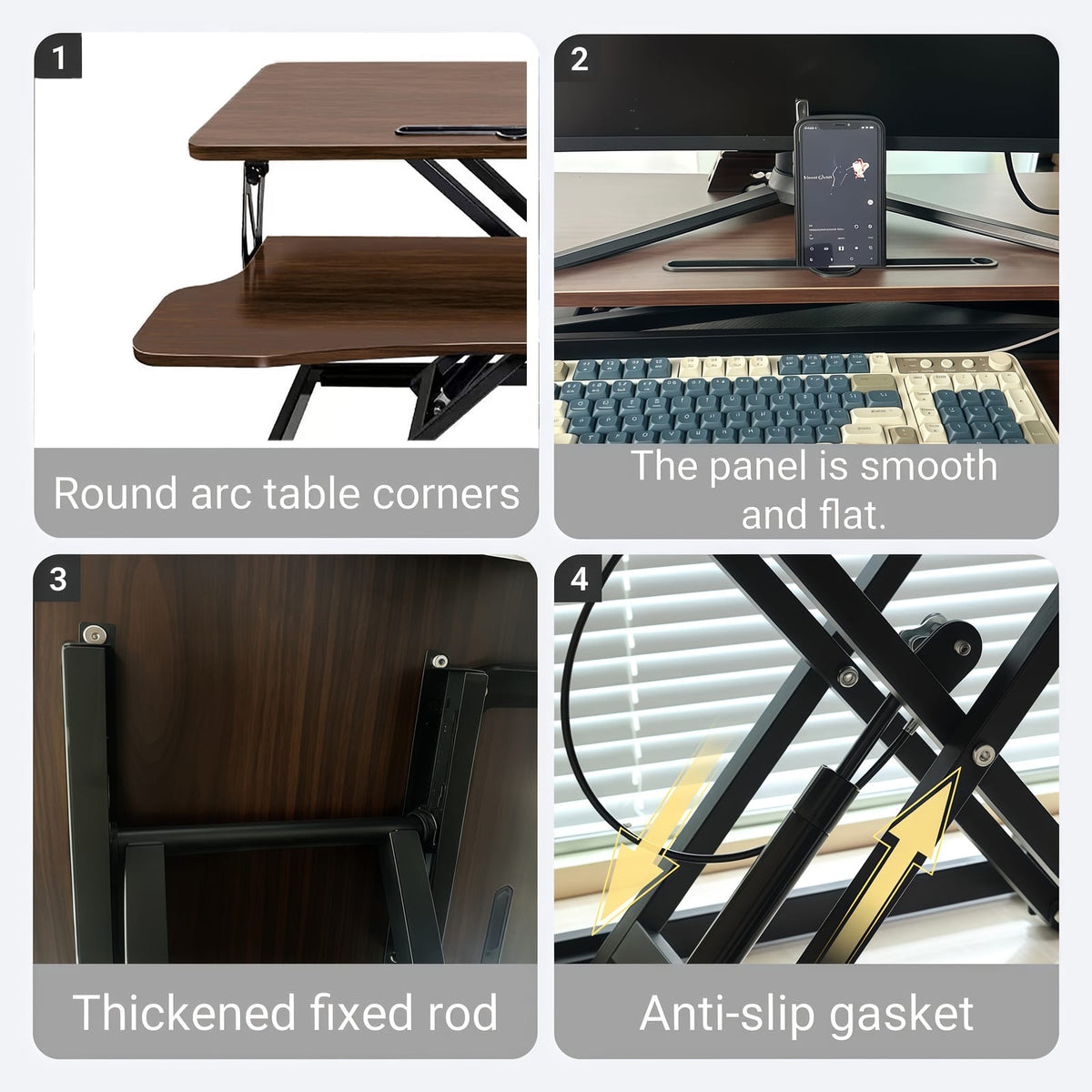 32 Inch Adjustable Desk Converter - Walnut Color for Home Office