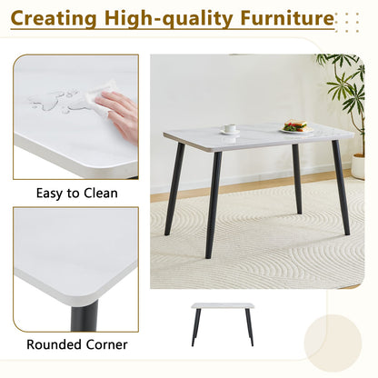 White Black Dining Table 4-6 People Round Tempered Glass Top