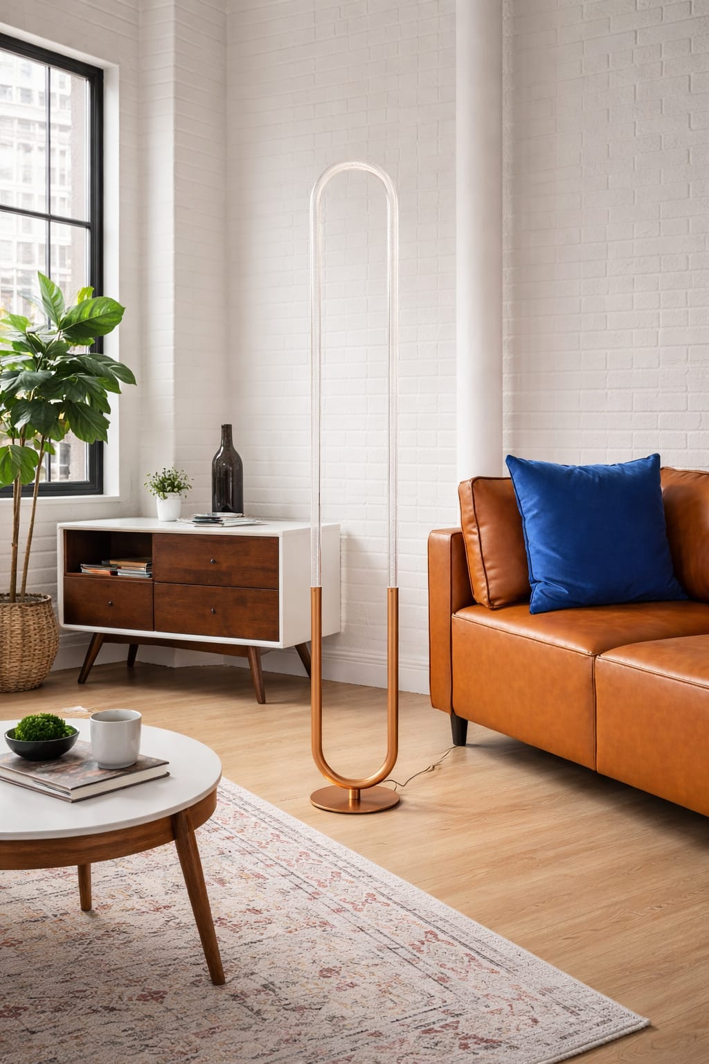 Contemporary Bronze Floor Lamp - LED Standing Light for Living Room, Bedroom & Office