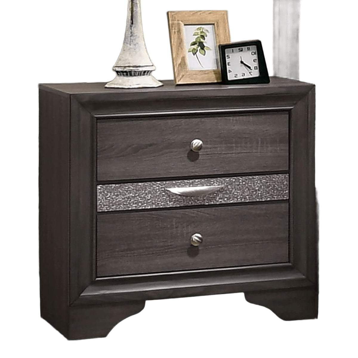 Contemporary Gray 1pc Nightstand with Drawers for Bedroom