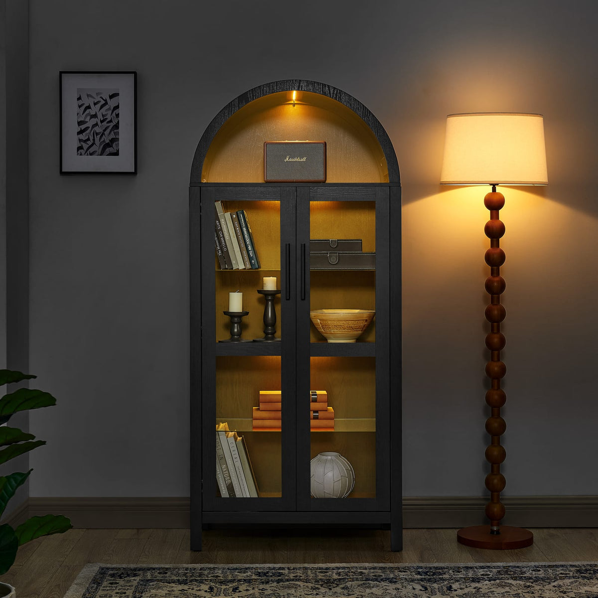 Black MDF Adjustable Height Cabinet - Bedroom Storage for Living Room