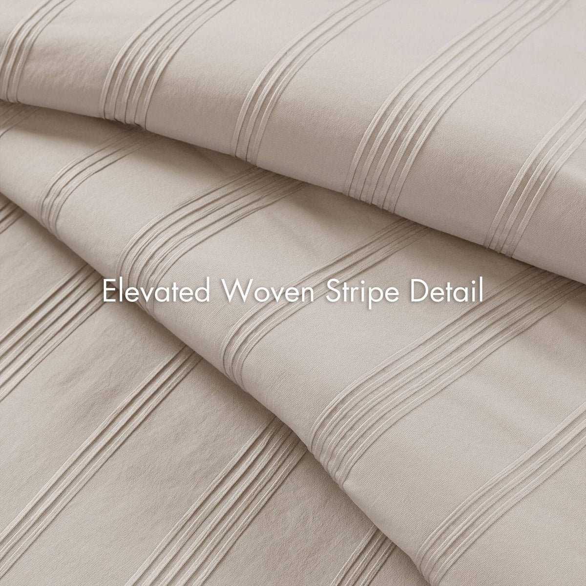 3-Piece Full Woven Striped Duvet Set - Neutral Comfort