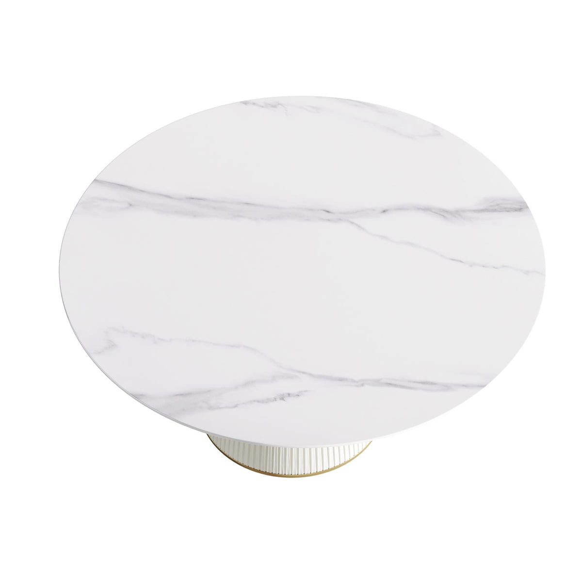 Round White Sintered Stone Dining Table for 8 People