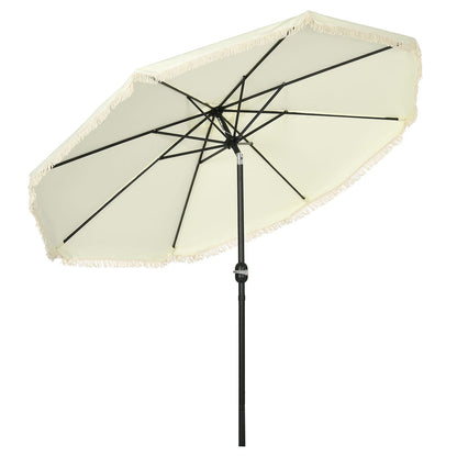 Outsunny 9ft Cream White Patio Umbrella - Ruffled Market Shade