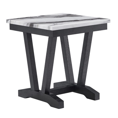 Black and White Square End Table - 22" x 22" for Living Room