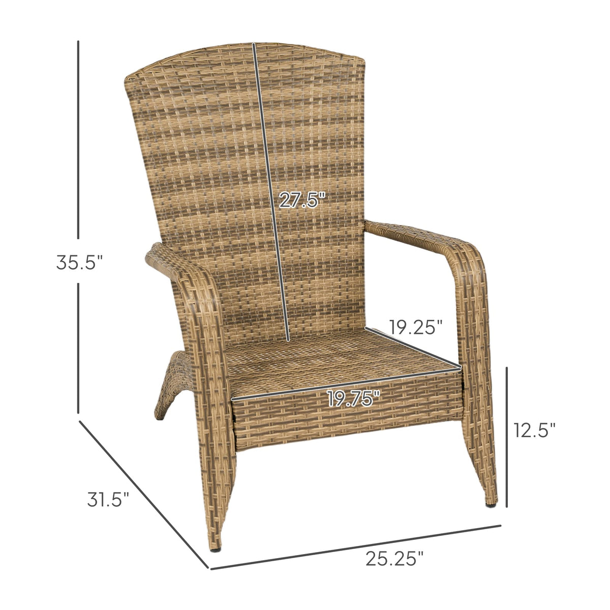 Dark Blue Wicker Adirondack Chair for Garden Patio Seating