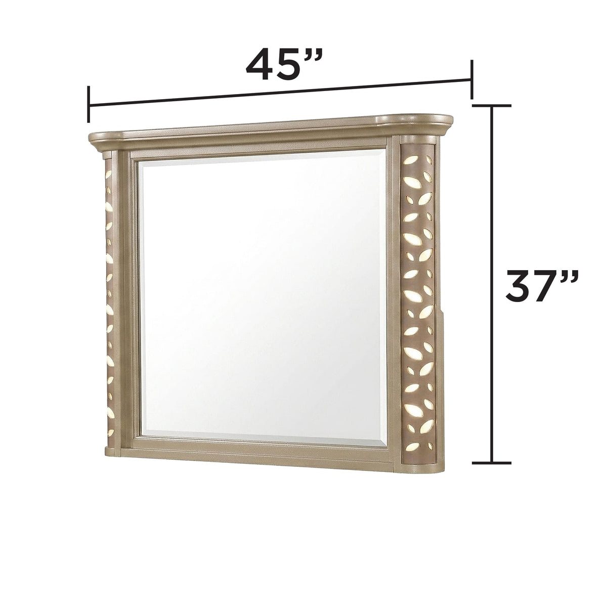 Beige Traditional Dresser Mirror with LED Lighting