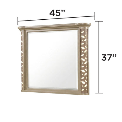 Beige Traditional Dresser Mirror with LED Lighting