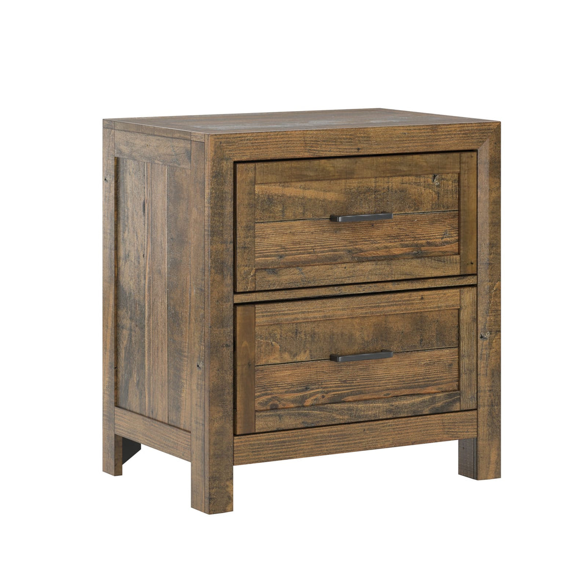 Solid Wood Brown Nightstand with 2 Drawers, 26"W x 18"D for Bedroom